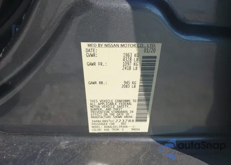 2020 Nissan Altima S from USA, damaged, VIN 1N4BL4BV7LC223788